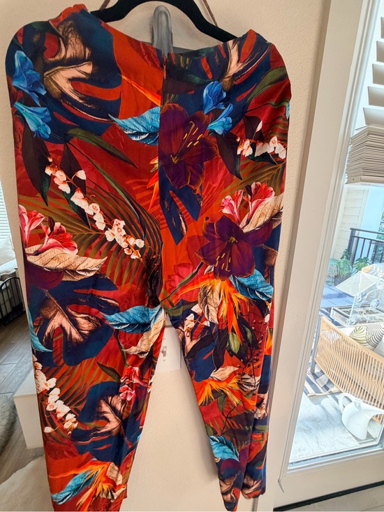 Jetts Jessika Allen Pants - High-Rise Tropical Print Trousers - Orange Multi